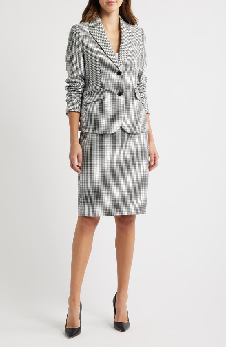 Anne Klein Mini Houndstooth Blazer, Skirt & Pants Set, Alternate, color, Anne Black Combo
