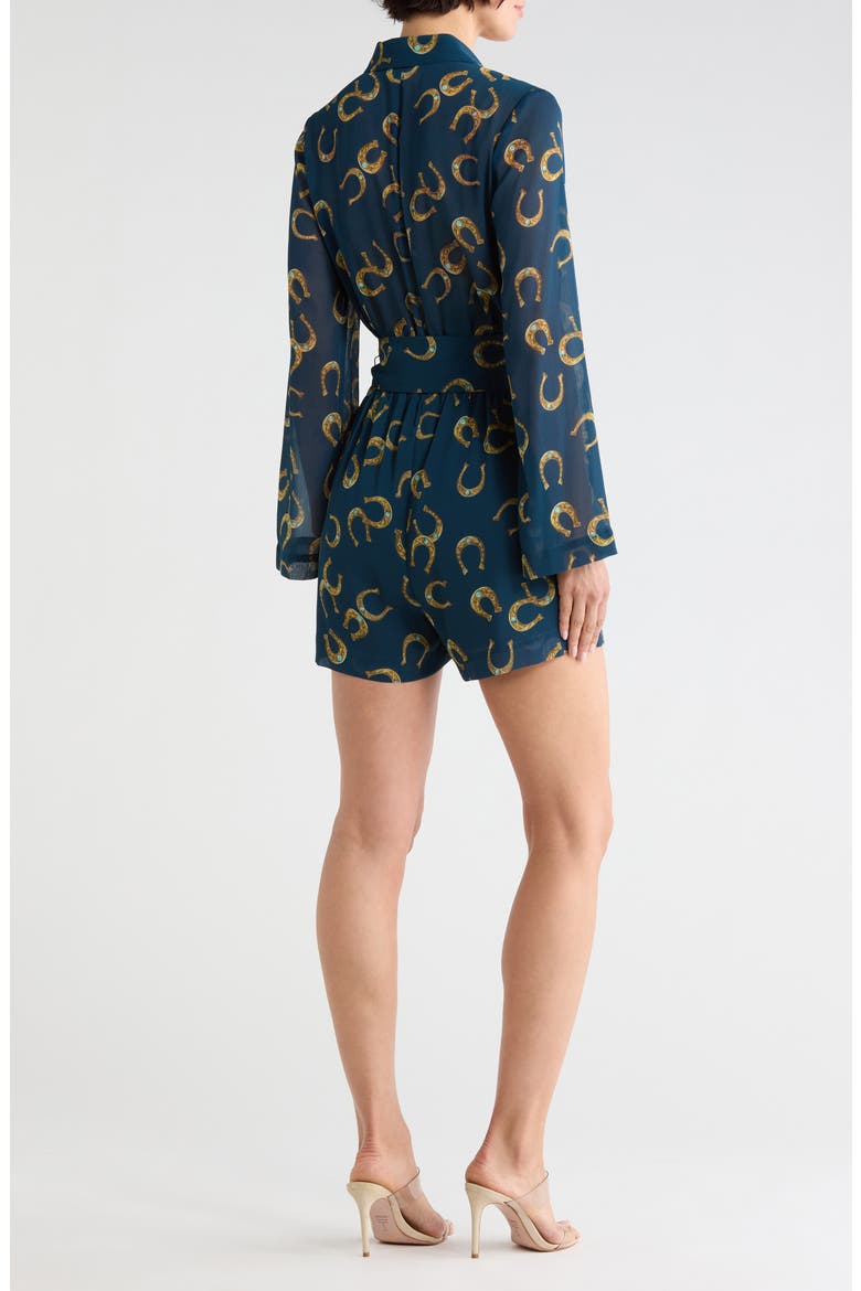 Arabell Horseshoe Print Long Sleeve Romper, Alternate, color, MIDNIGHT MULTI HORSESHOE