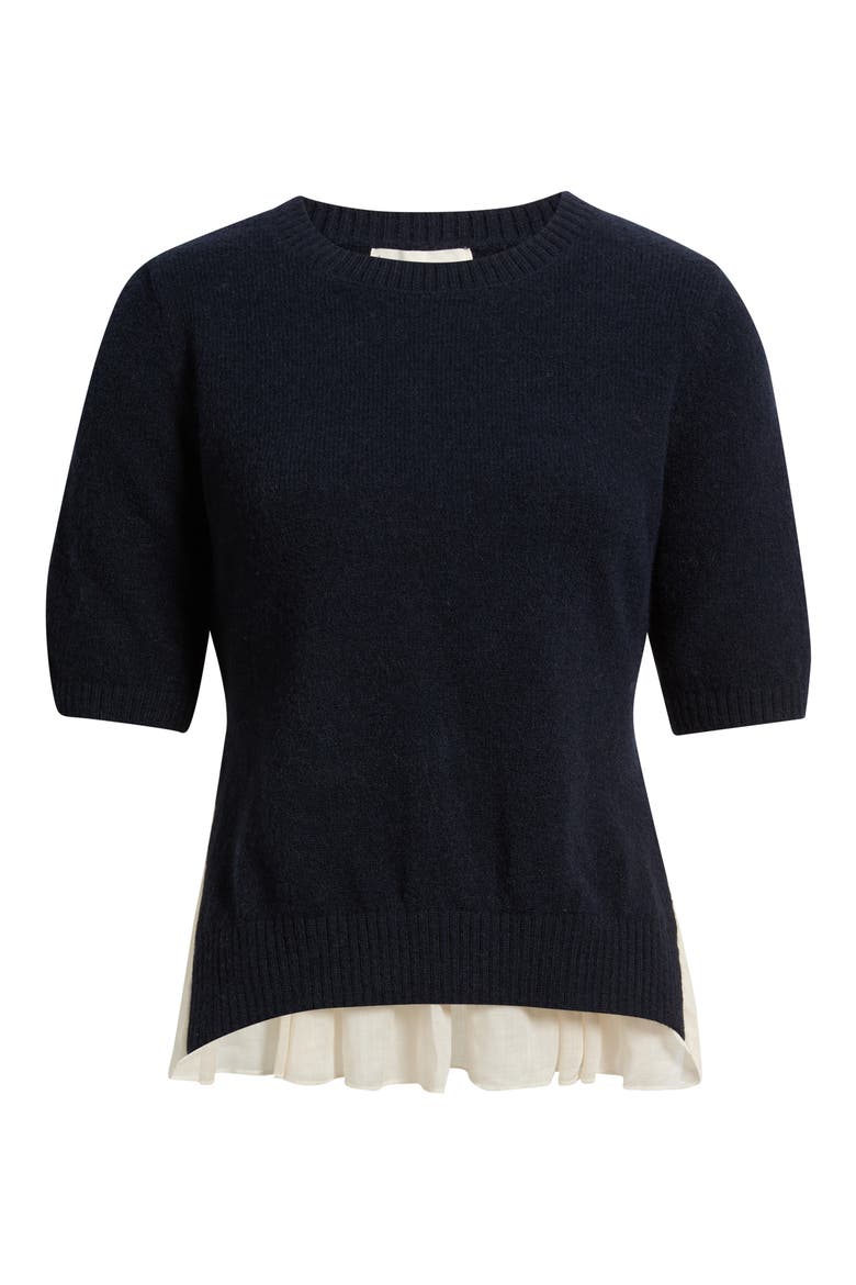 Liora Mixed Media Knit Top, Main, color, NAVY