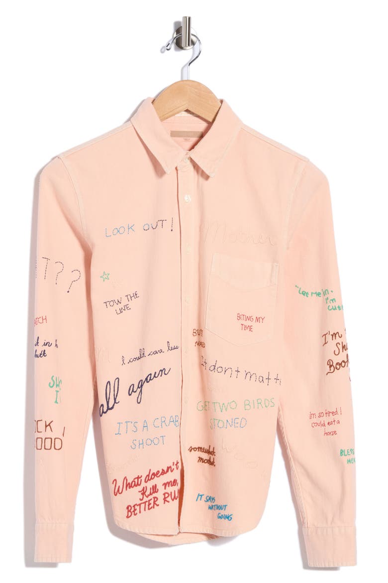 The Foxy Boxy Cotton Shirt, Alternate, color, DEAR DIARY