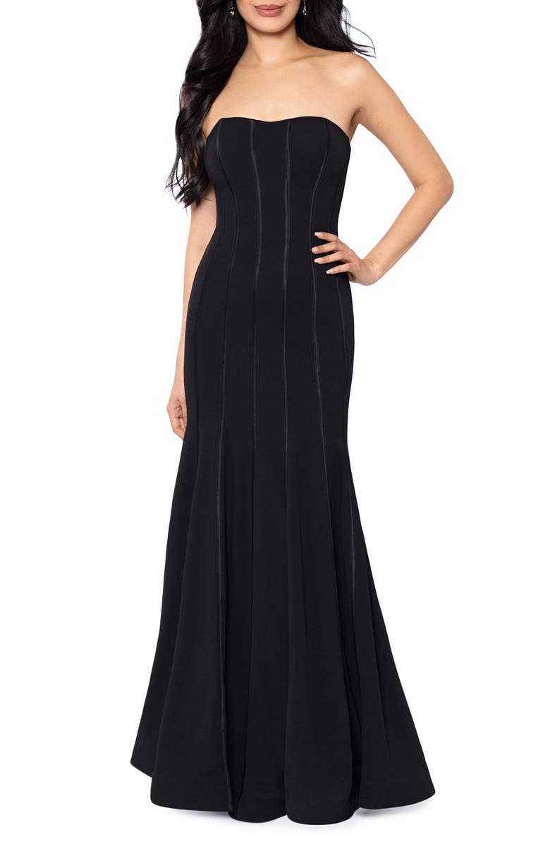 Xscape Evenings Strapless Scuba Knit Trumpet Gown, Main, color, 
