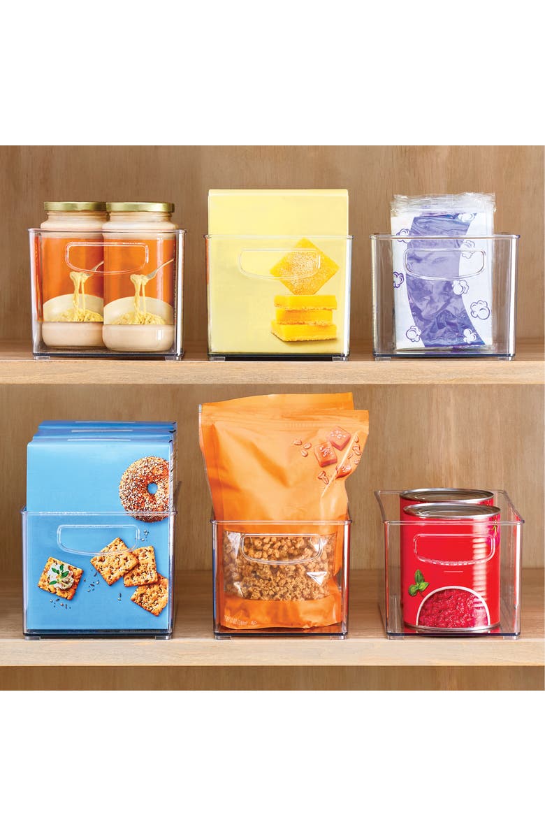 iDesign Plastic Stackable Pantry Bin - Organizer Bin with Handles for Cabinets or Fridge - Set of 4 - Clear, Alternate, color, Clear