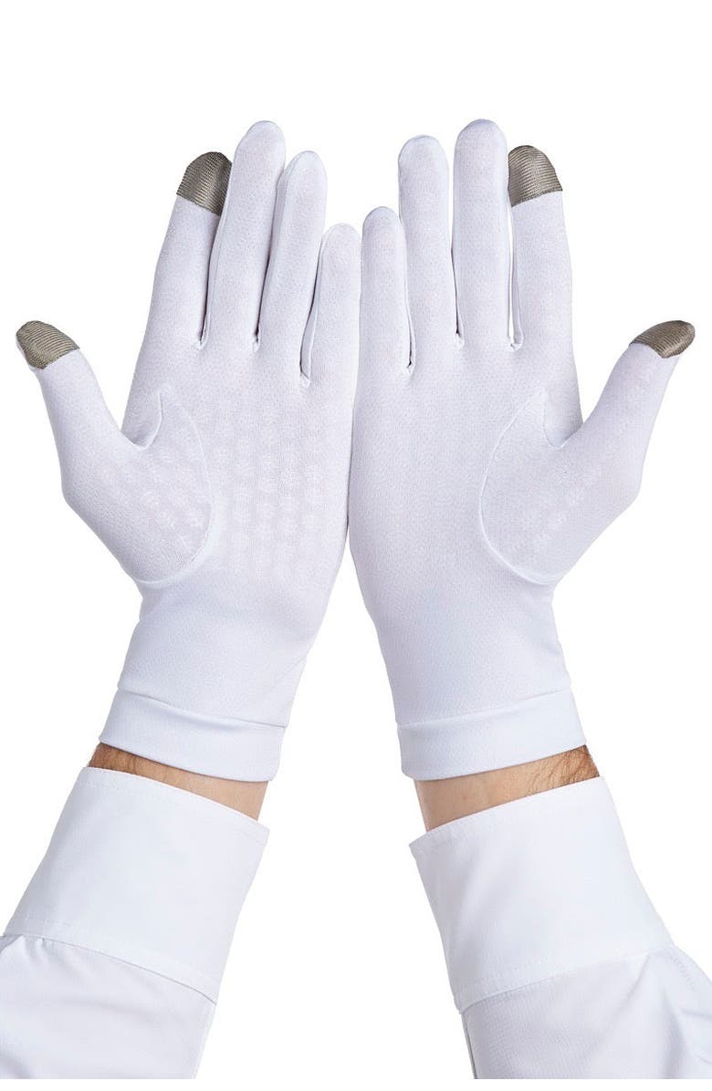 Coolibar Full Finger UV Sun Gloves - UPF 50+ Sun Protection - Gannett, Alternate, color, White