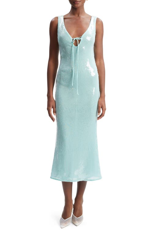 Bardot Isha Sequin Keyhole Cocktail Midi Dress In Aqua