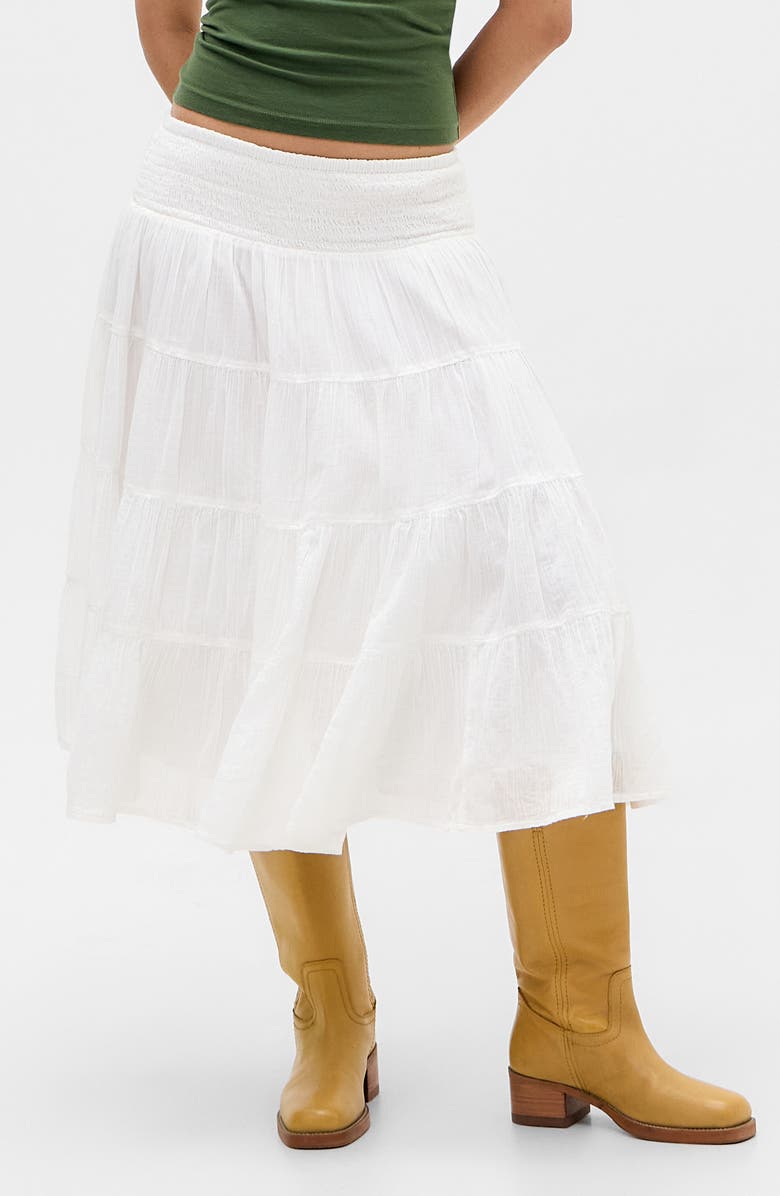 BDG Urban Outfitters Bea Cotton Tiered Skirt, Main, color, White