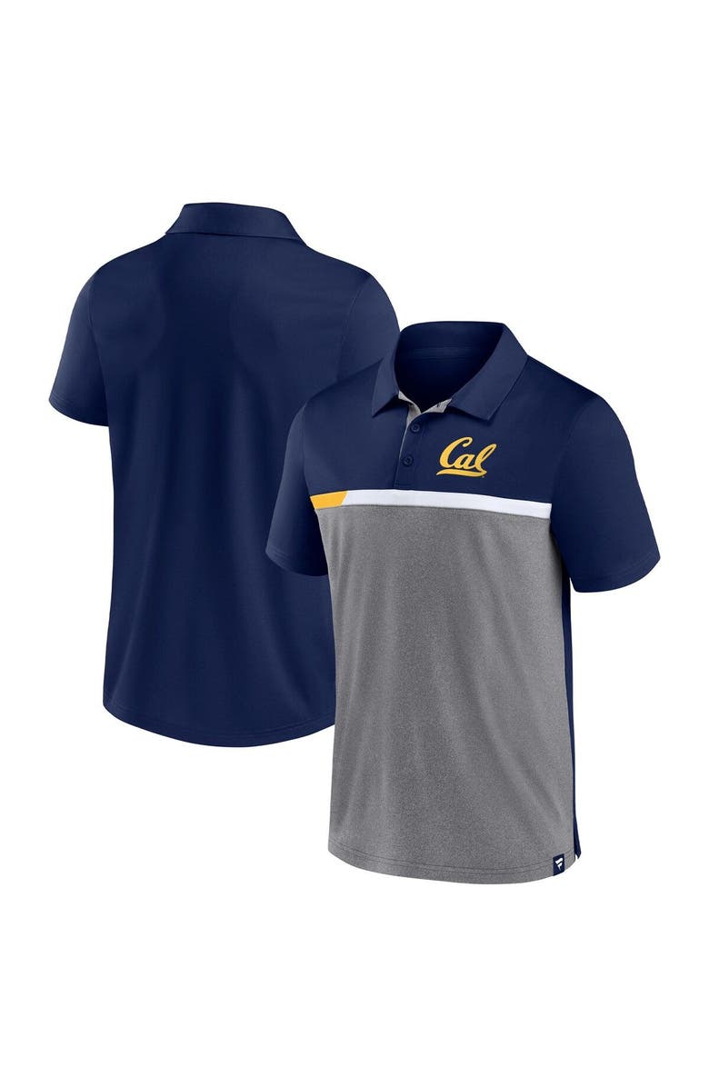 FANATICS Men's Fanatics Branded Navy/Heathered Gray Cal Bears Split Block Color Block Polo, Main, color, Navy