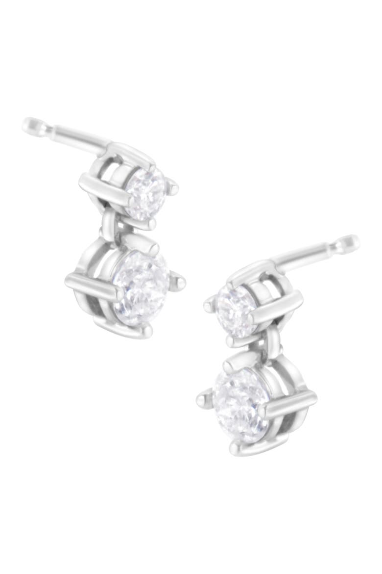 14K White Gold 1 cttw Double Diamond Stud Earrings, Main, color, White