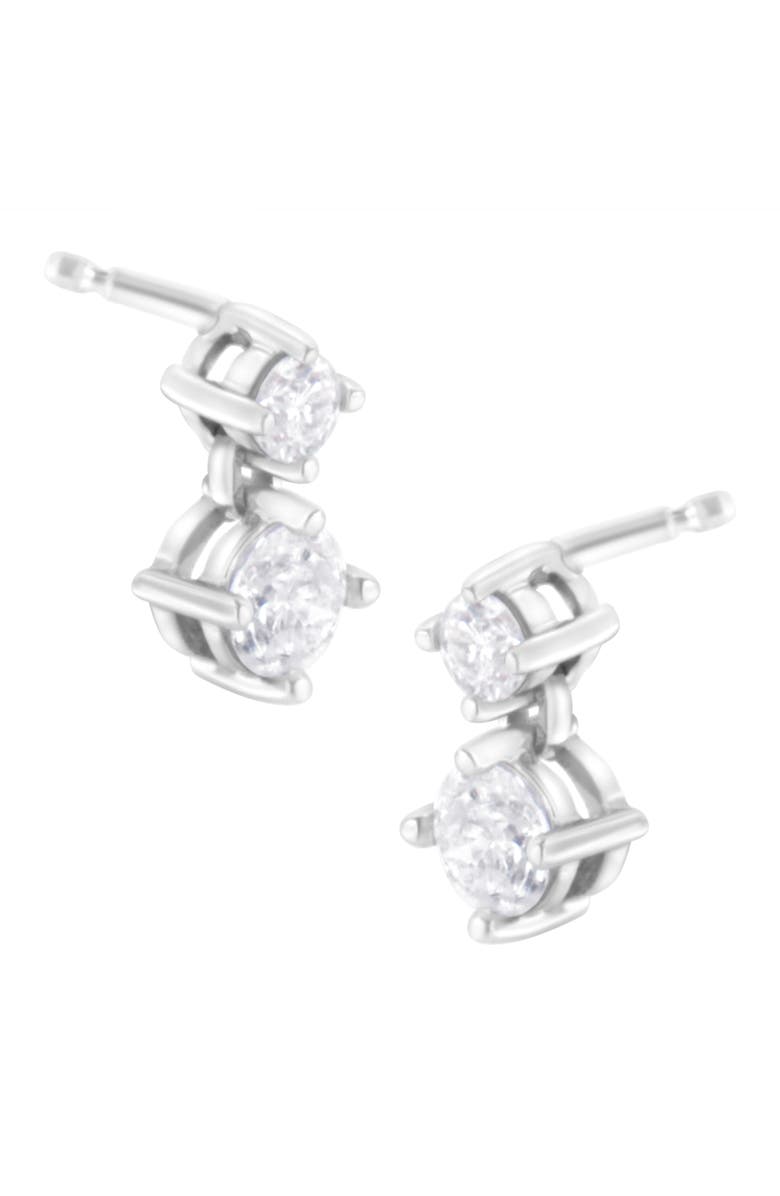 Haus of Brilliance 14K White Gold 1 cttw Double Diamond Stud Earrings, Main, color, White