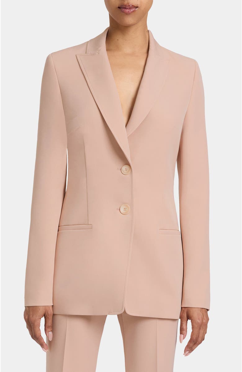 Santorelli Juno Double Button Jacket in Soft Stretch Crepe, Main, color, Peach Whip