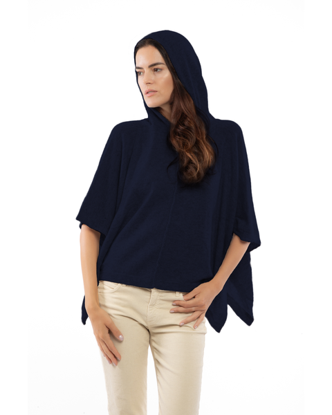 Pure Cashmere Hoodie Poncho