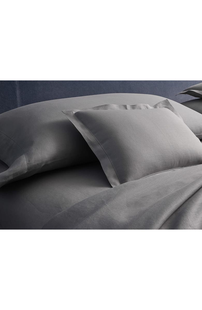 Matouk Roman Hemstitch Linen Duvet Cover, Alternate, color, White