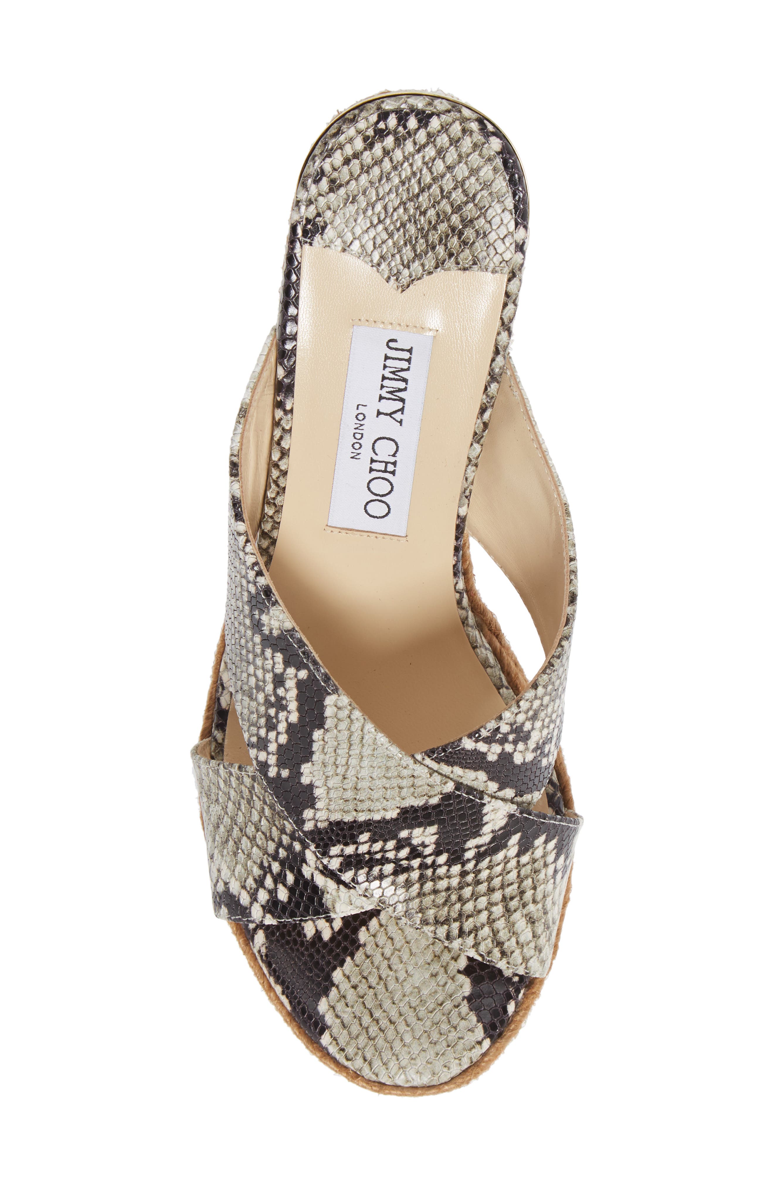 Jimmy Choo Dovina Snake Embossed Espadrille Platform Wedge, Alternate, color, 