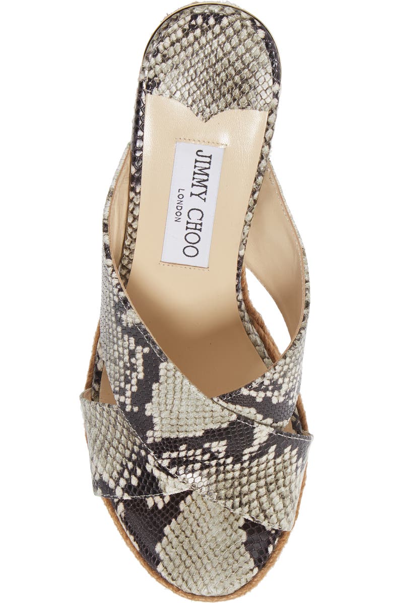 Jimmy Choo Dovina Snake Embossed Espadrille Platform Wedge, Alternate, color,