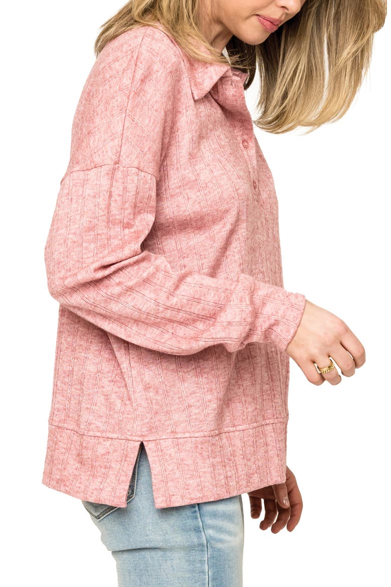 Rib Polo Henley, Alternate, color, MAUVE