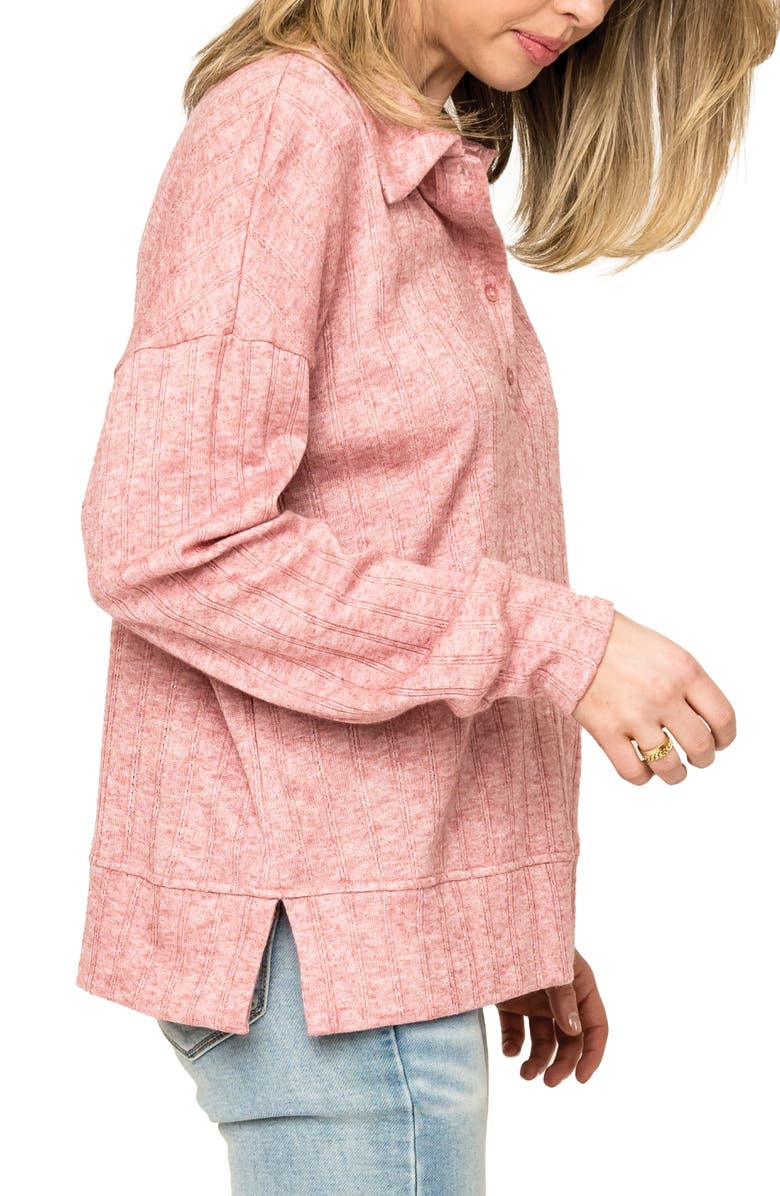 GIBSONLOOK Rib Polo Henley, Alternate, color, Mauve