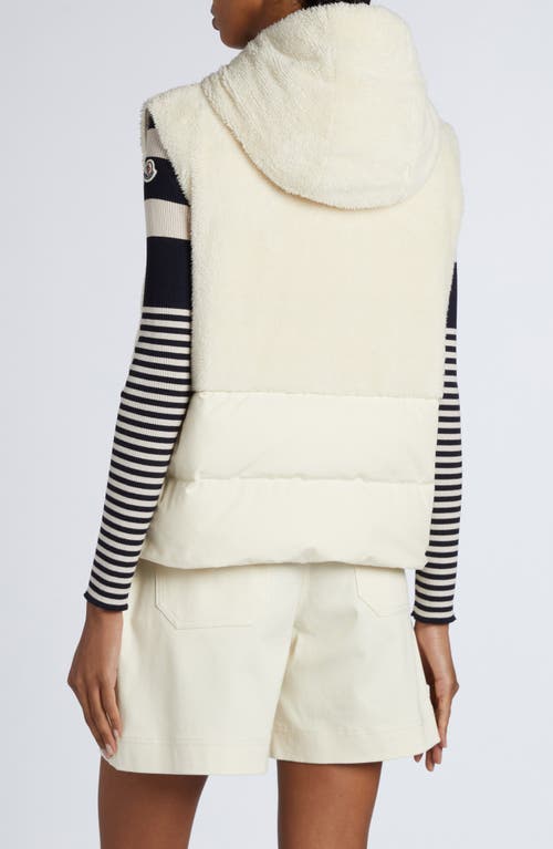 Moncler Floy Mixed Media Down Vest In Silk White
