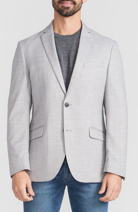 Grey Textured Notch Lapel Sport Coat (Short, Regular & Long)