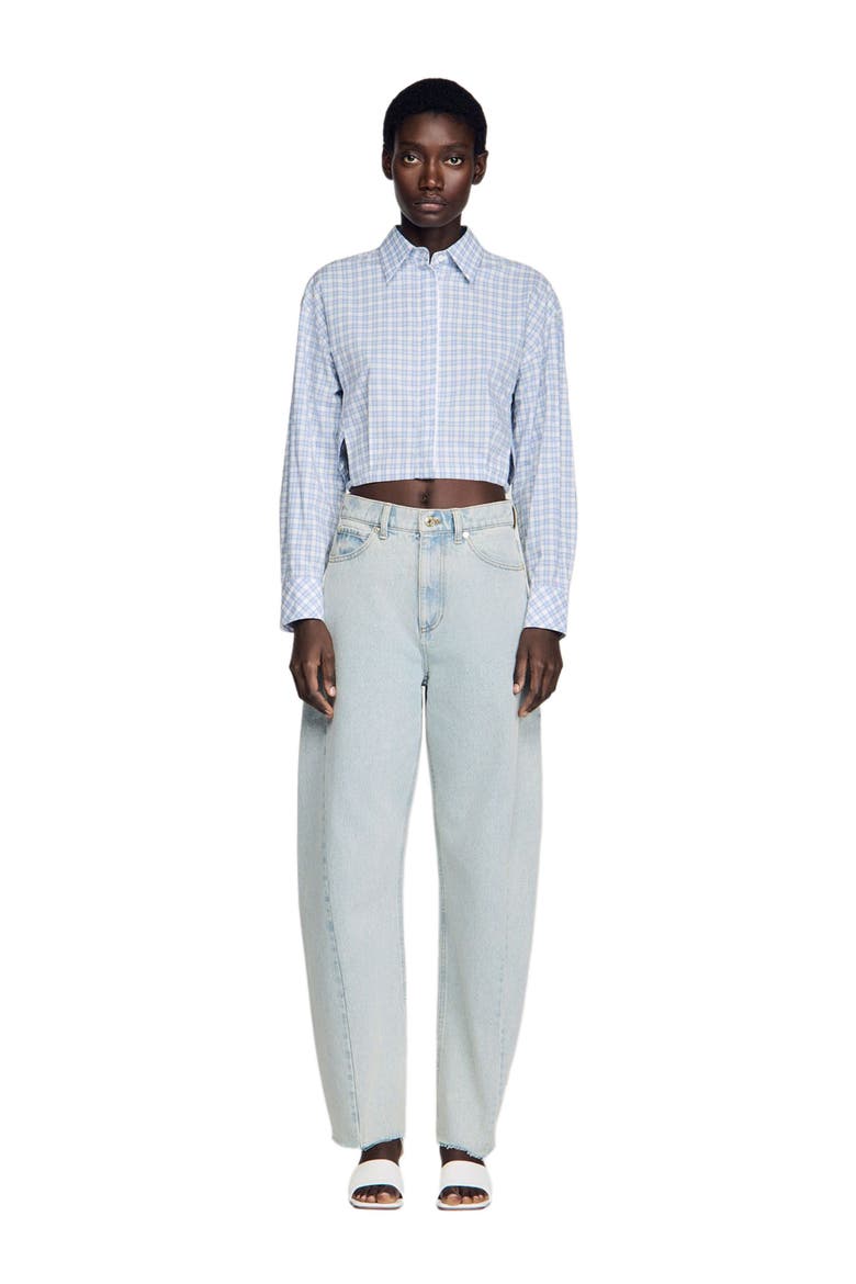 Faded barrel cotton jeans, Alternate, color, Sky blue