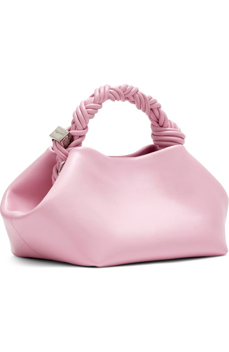 Ganni Small Bou Recycled Leather Top Handle Bag, Alternate, color, Pink Nectar