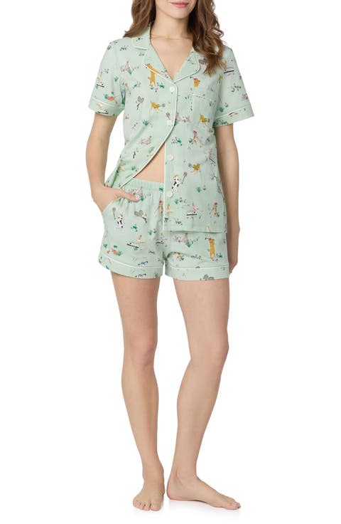 Print Stretch Organic Cotton Short Pajamas