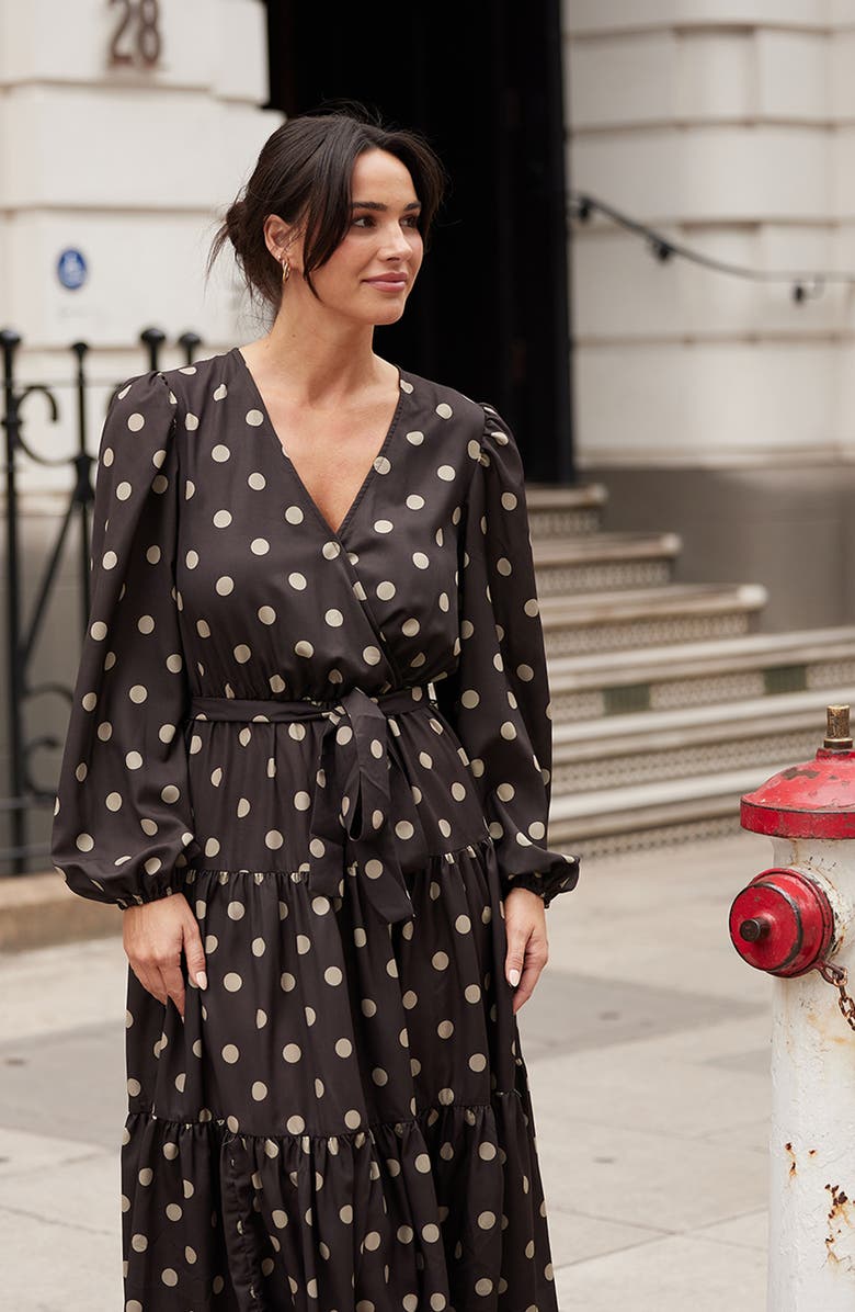 Brave+True Zion Polka Dot Long Sleeve Midi Dress, Alternate, color,