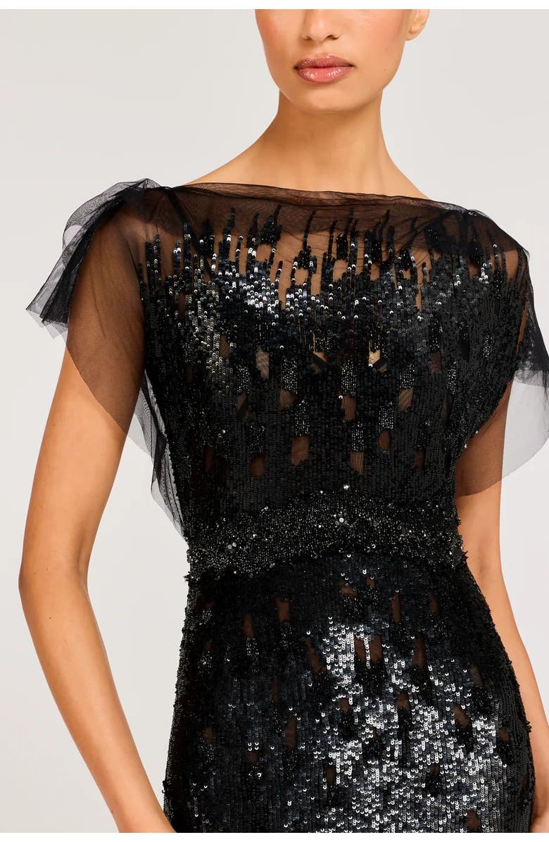 Jenny Packham Bonnie Sequin-Embellished Tulle Dress, Alternate, color, Liquorice