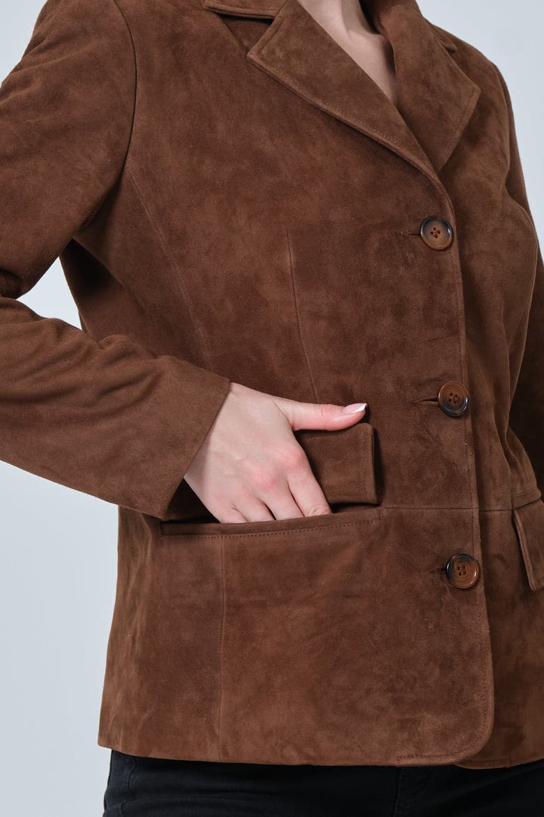 Esther Suede Jacket, Alternate, color, Chestnut