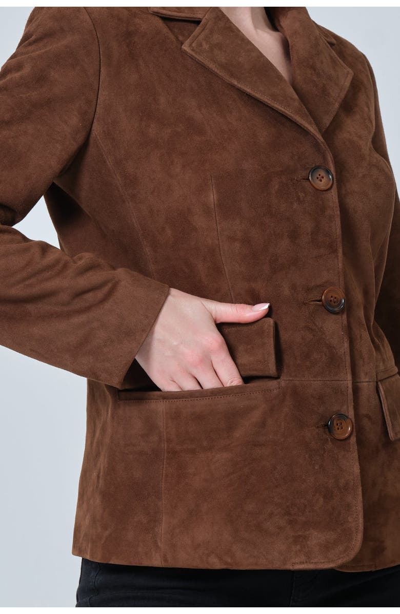 FURNIQ UK Esther Suede Jacket, Alternate, color, Chestnut