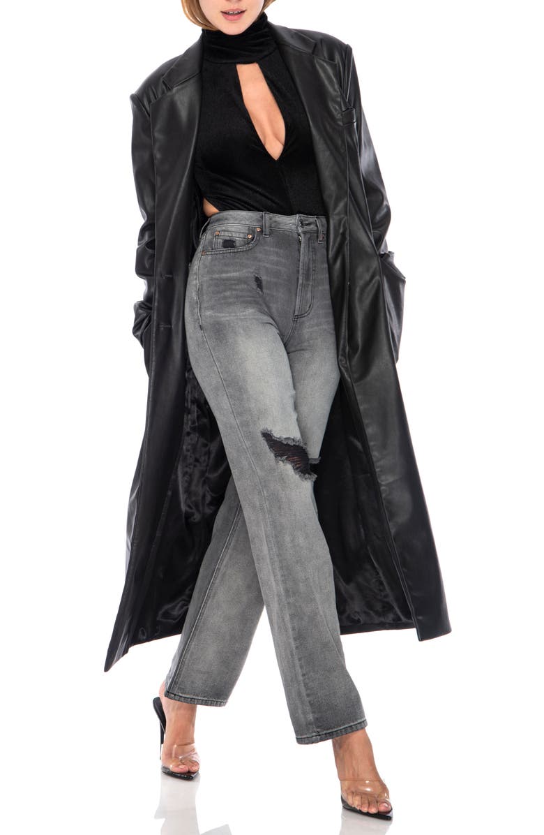 AFRM Faux Leather Long Coat, Alternate, color, 