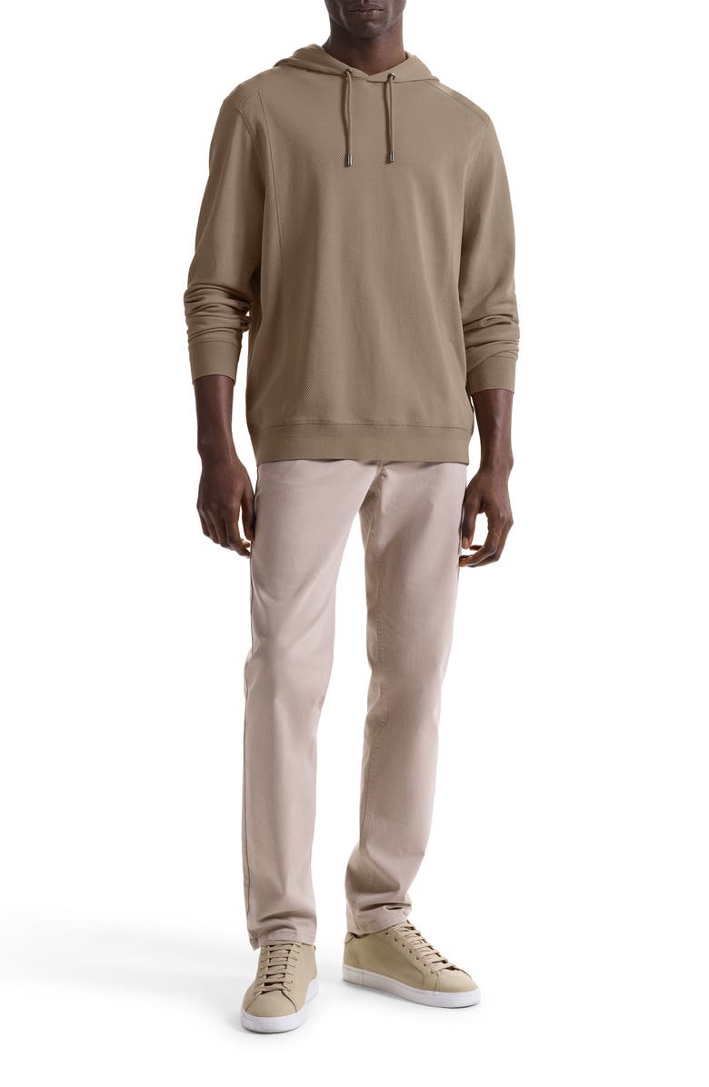 Bugatchi Textured Piqué Hoodie, Alternate, color, Cobblestone