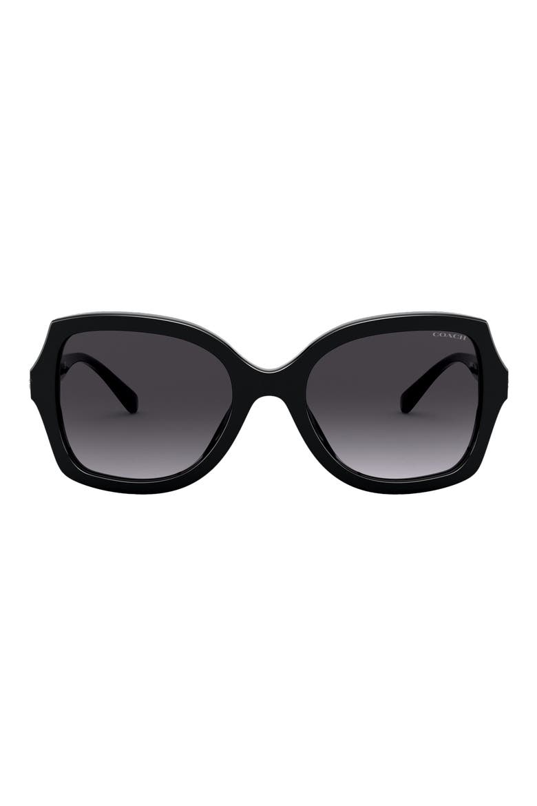 Horse & Carriage 56mm Gradient Square Sunglasses, Main, color, BLACK