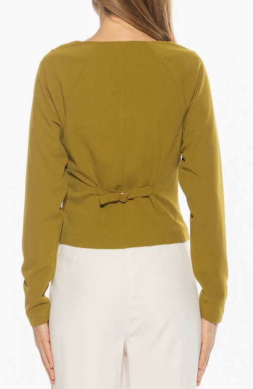 Alexia Admor Delyra Back Belt Front Button Crop Top In Green