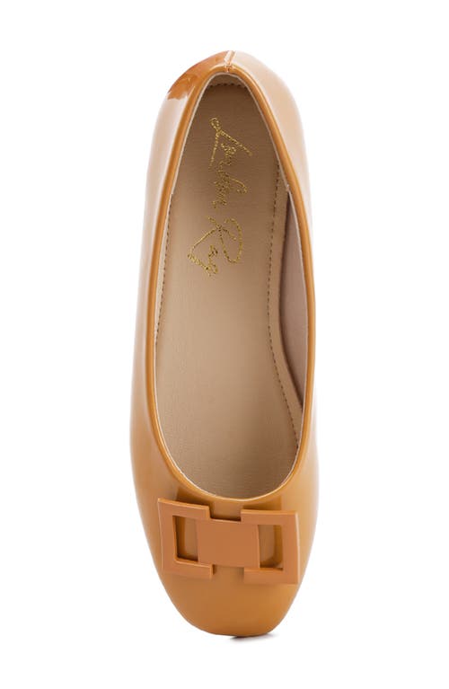 London Rag Nek Embellished Flat Ballerinas In Tan