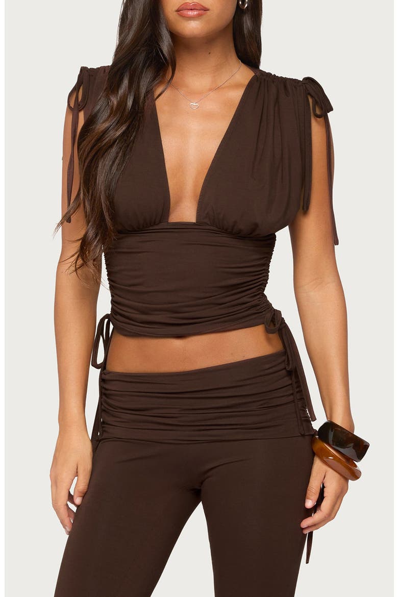 Bardi Ruched Drawstring Tank, Main, color, BROWN