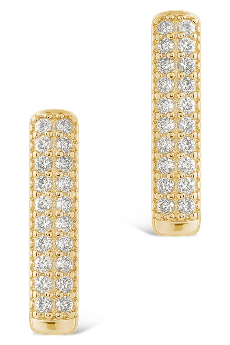 Pavé Cubic Zirconia Huggie Hoop Earrings, Alternate, color, GOLD