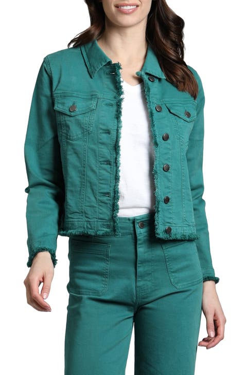 Light green jean jacket best sale