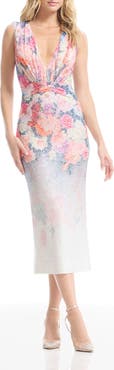 Dress the Population Gretchen Sequin Floral Cocktail Midi Dress