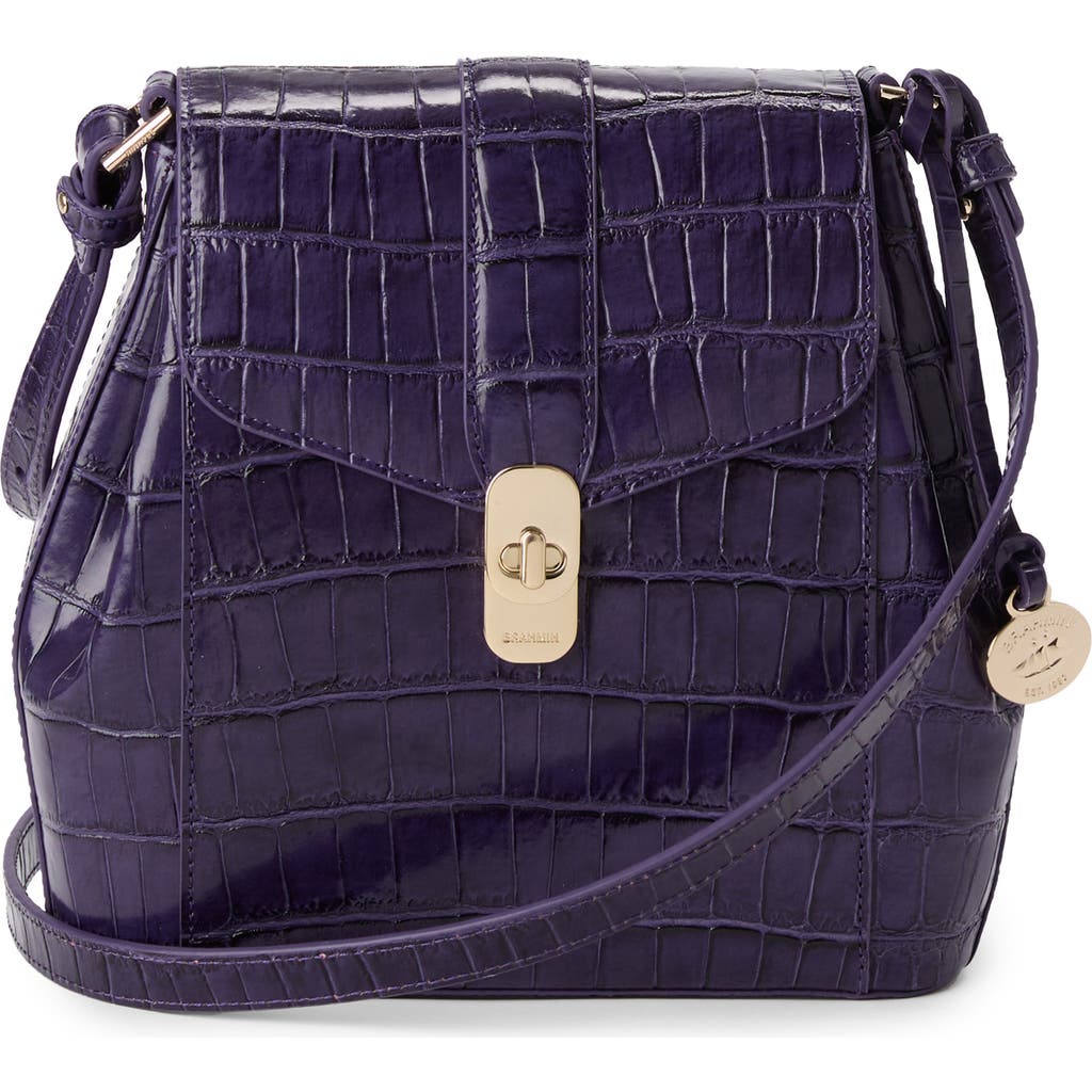 Brahmin Margo Croc Embossed Leather Crossbody Bag in Voltage Violet