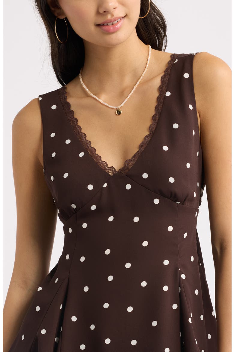 Lace Trim Godet Tank, Alternate, color, BROWN C- WHITE CASS DOT