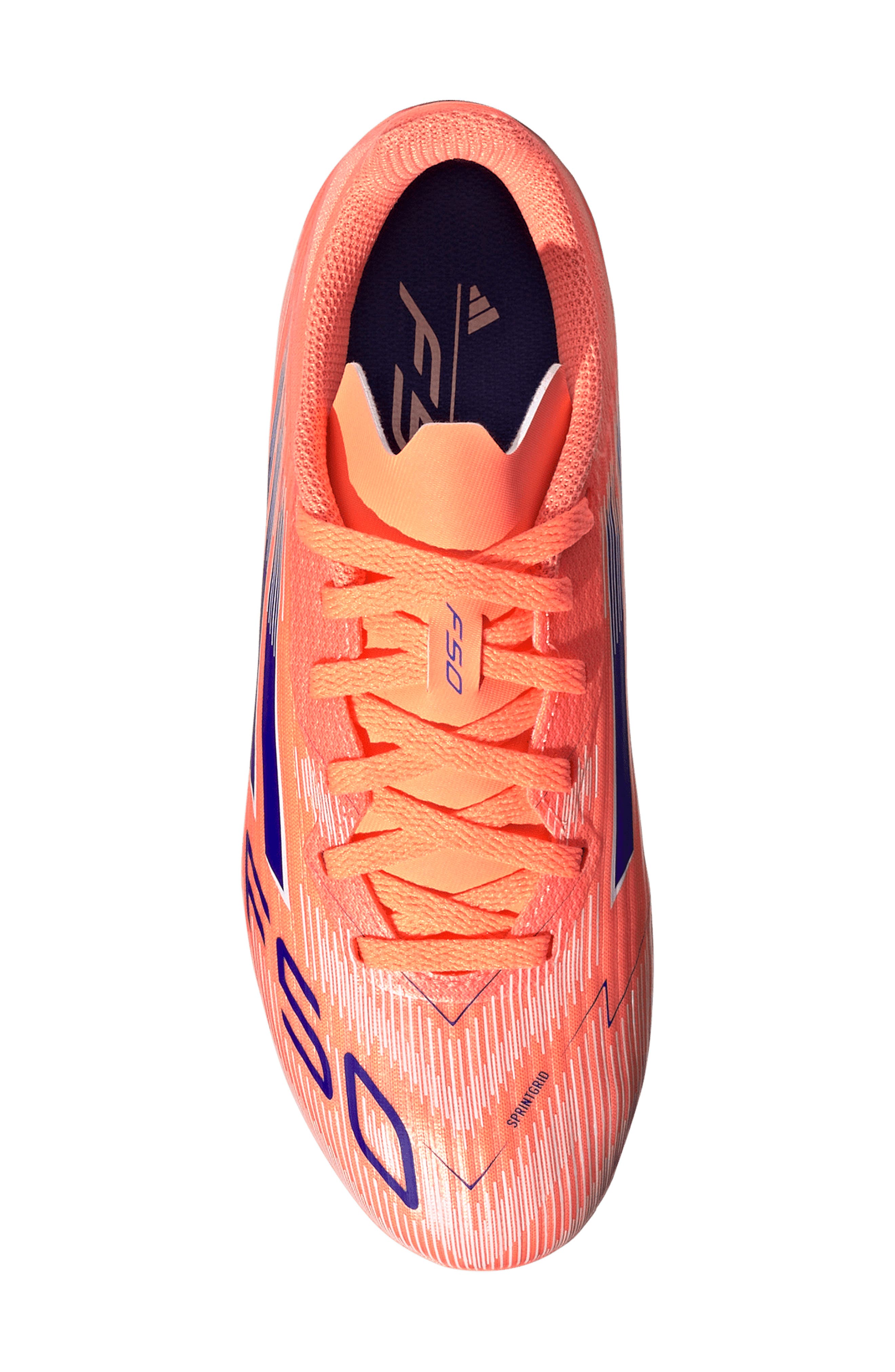 adidas Kids' F50 League Firm/Multiground Soccer Cleat, Alternate, color, Beam Orange/ Lucid Blue/ White