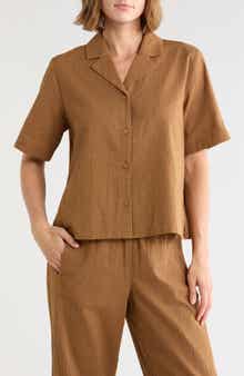 Mini Grid Print Camp Shirt