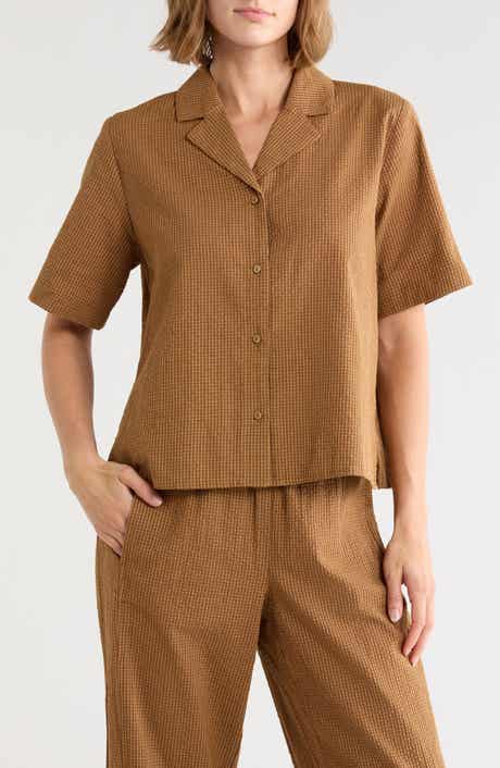 Mini Grid Print Camp Shirt