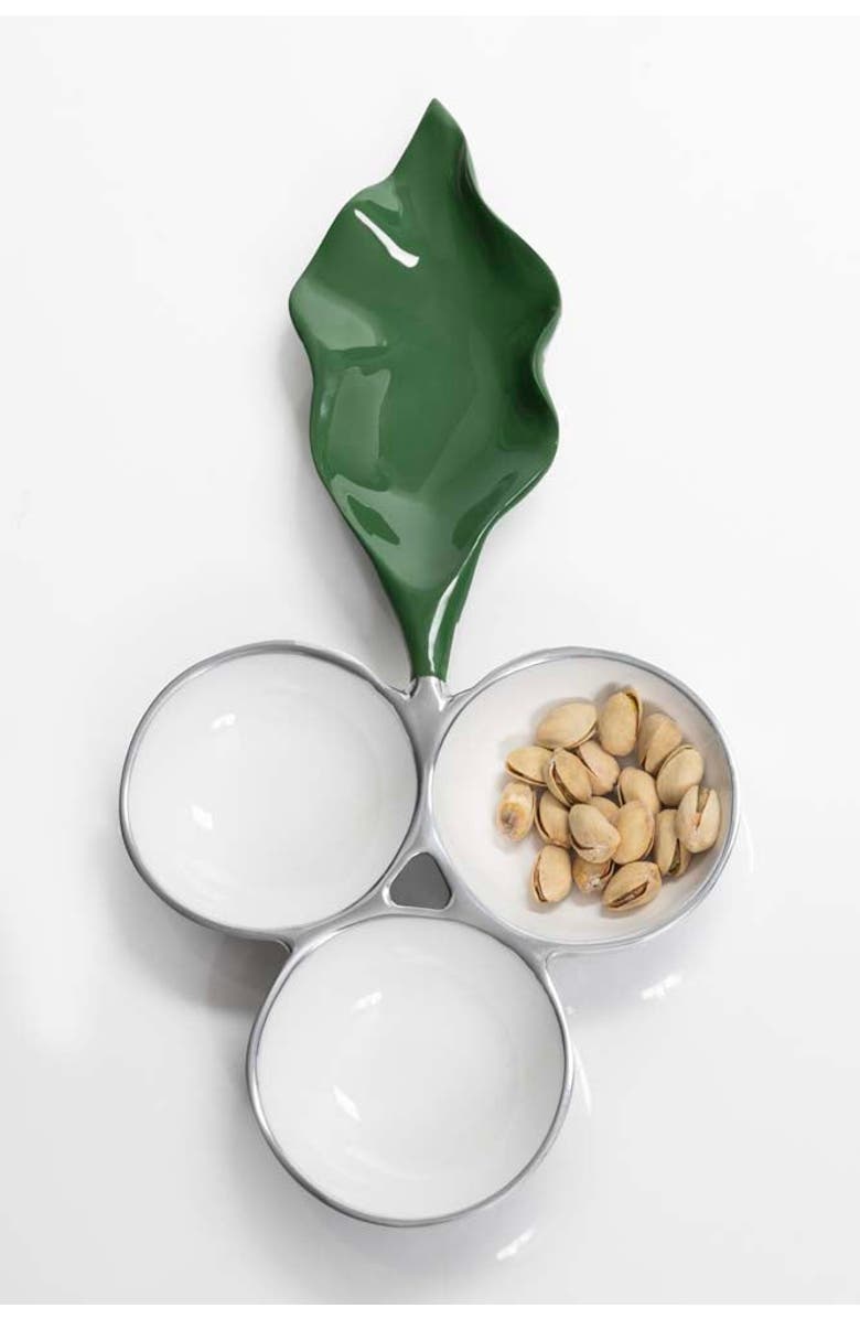 Lunares Verdura 3 Part Snack Dish, Main, color, White