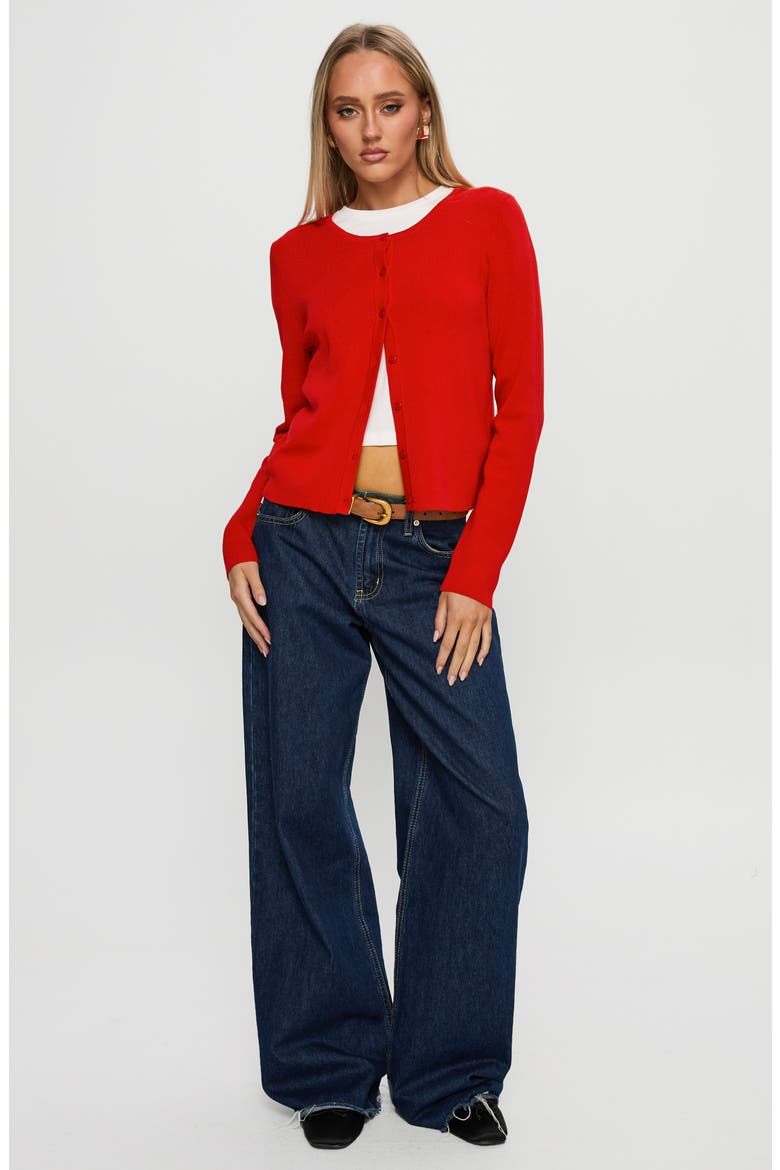 Old Burlington Relaxed Cardigan, Alternate, color, RED