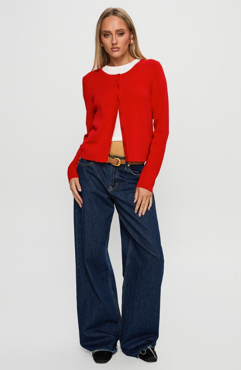 Princess Polly Old Burlington Relaxed Cardigan, Alternate, color, Red