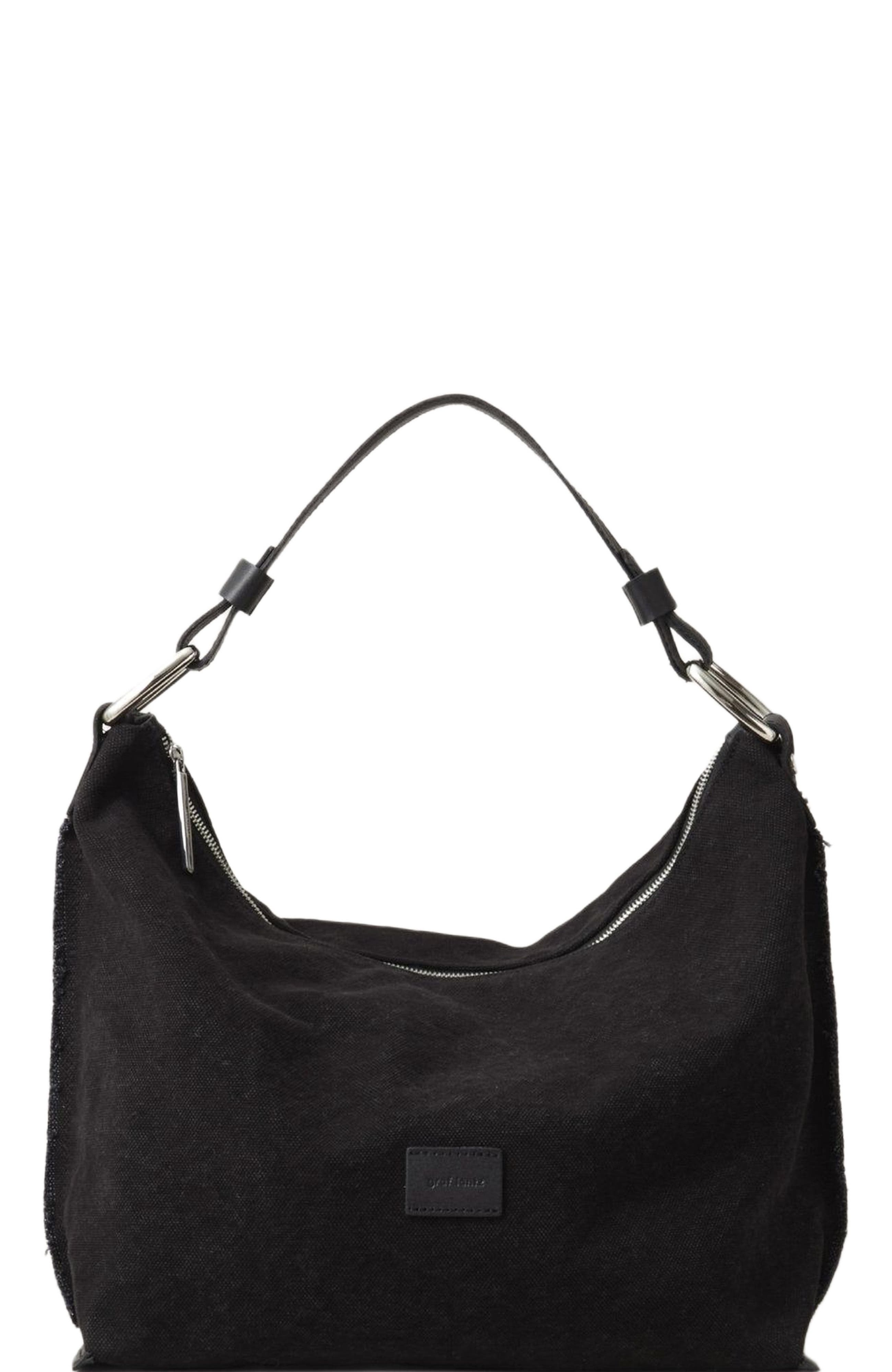 Graf Lantz Hana Canvas Hobo Bag, Main, color, Black