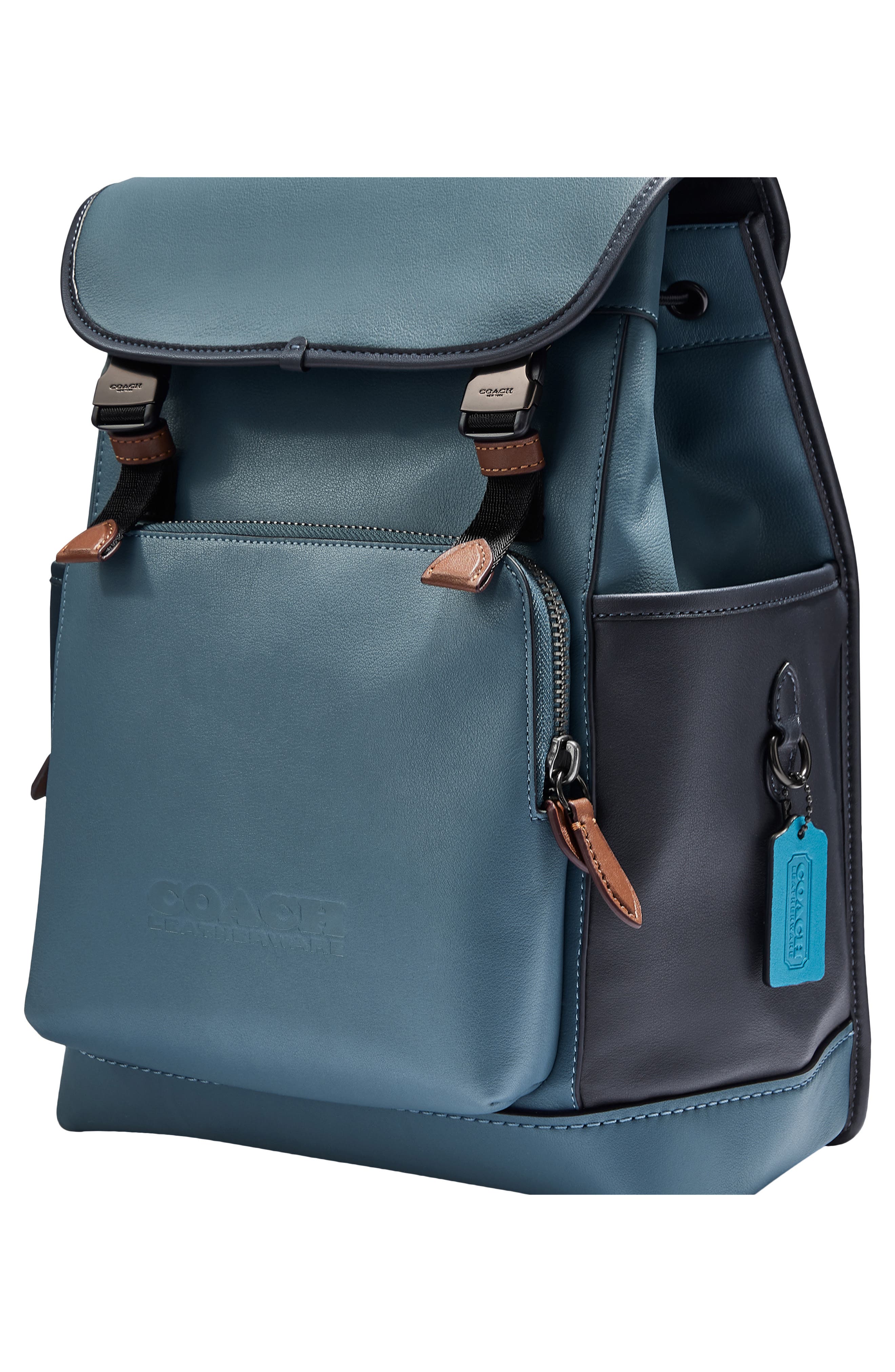 COACH League Colorblock Leather Backpack, Alternate, color, 