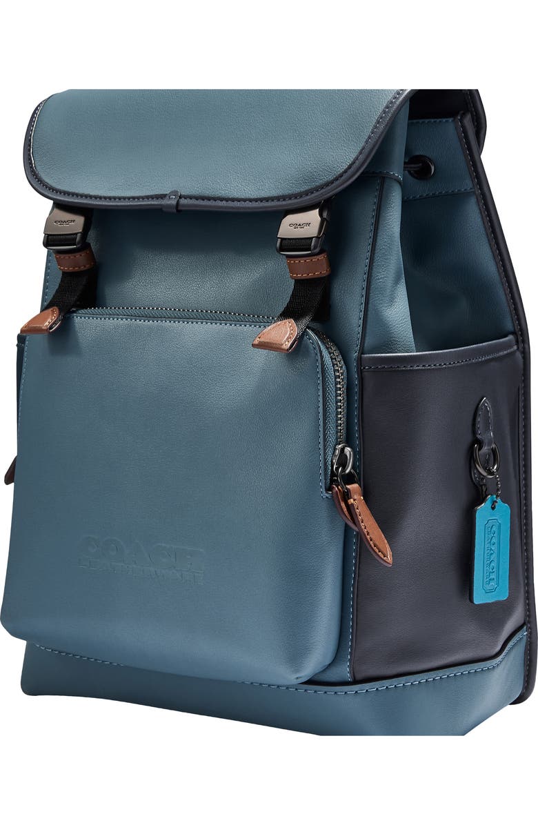 COACH League Colorblock Leather Backpack, Alternate, color,