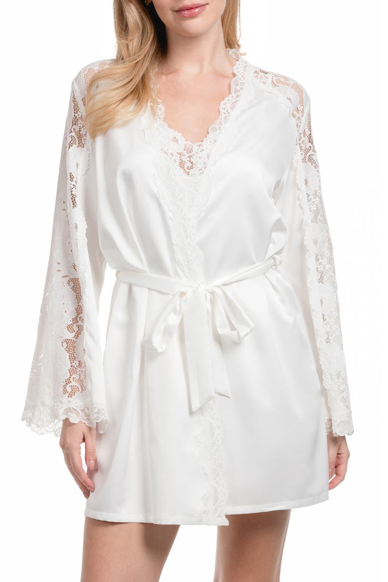 Shyla Embroidered Lace Satin Wrap, Main, color, IVORY