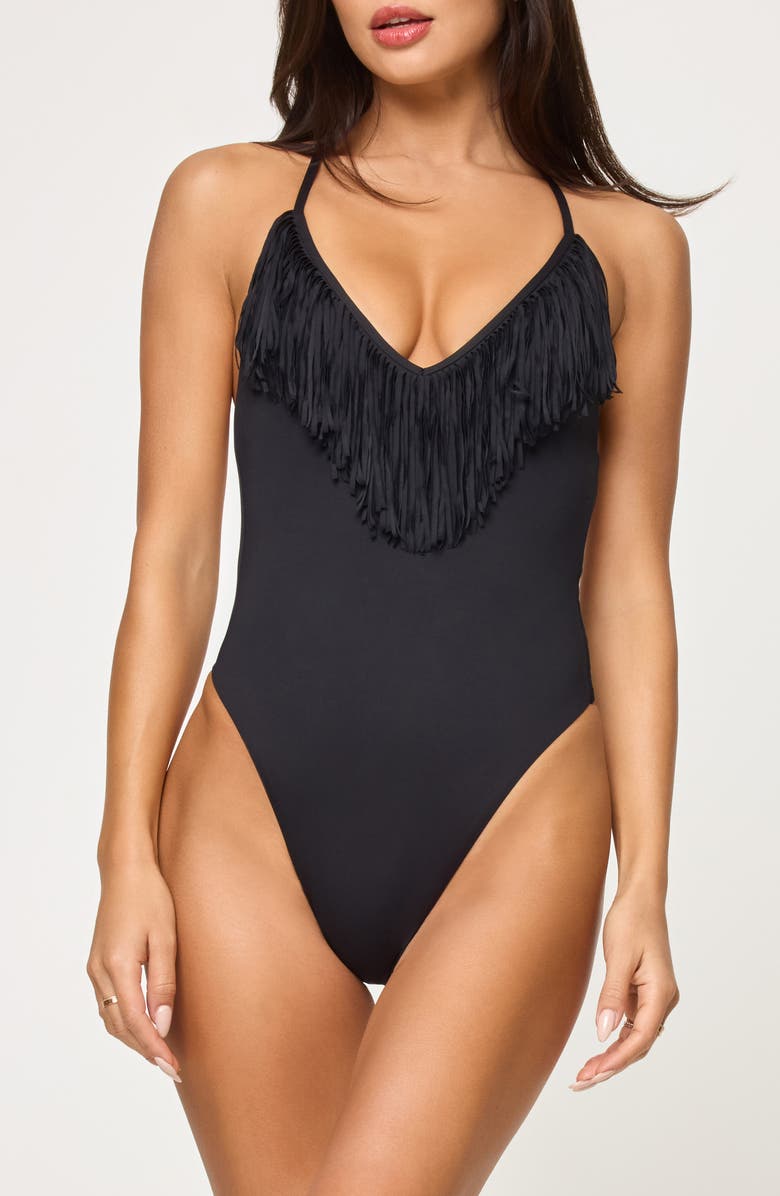 LSPACE Deert Days Fringe One-Piece Swimsuit, Main, color, 